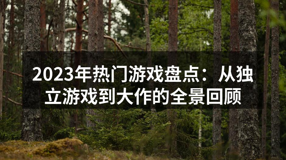 2023年热门游戏盘点：从独立游戏到大作