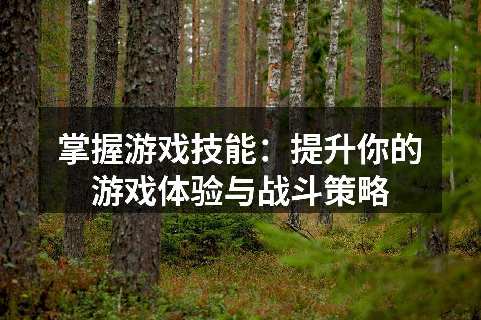 掌握游戏技能：提升你的游戏体验与战斗策略